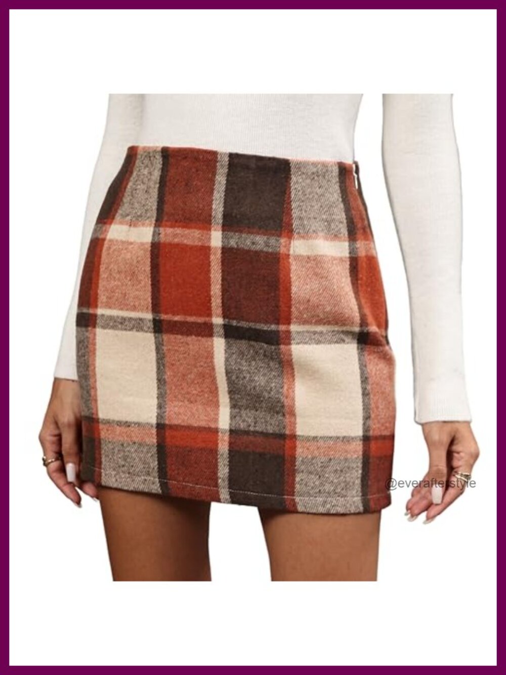 Women's Plaid Flannel Wool Mini Skirt High Waisted Bodycon Pencil Skirt